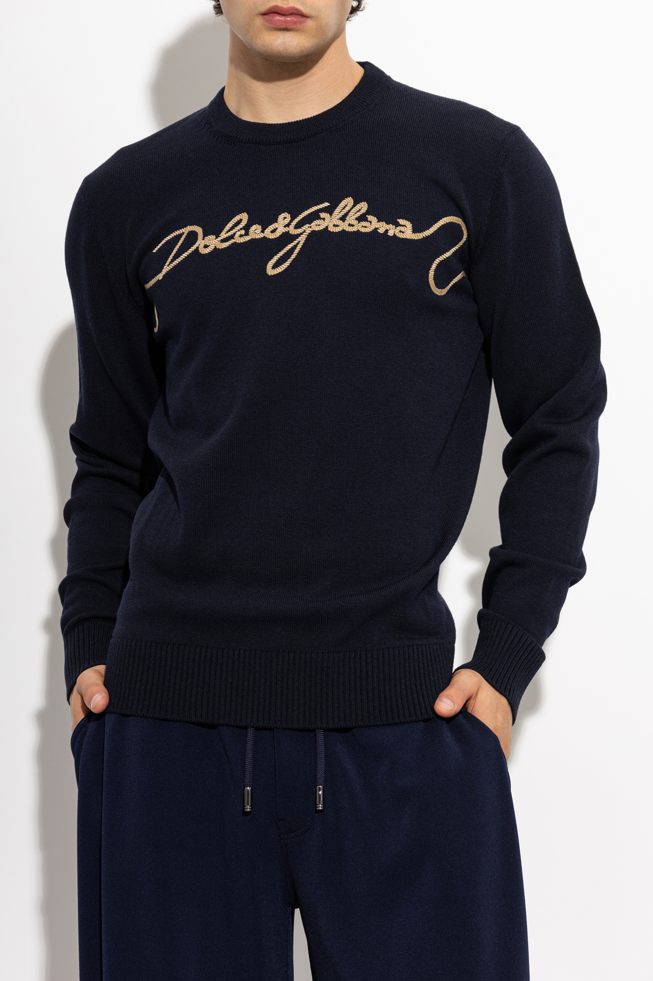 Dolce & Gabbana Wool sweater with embroidered logo | Men's | Vitkac
